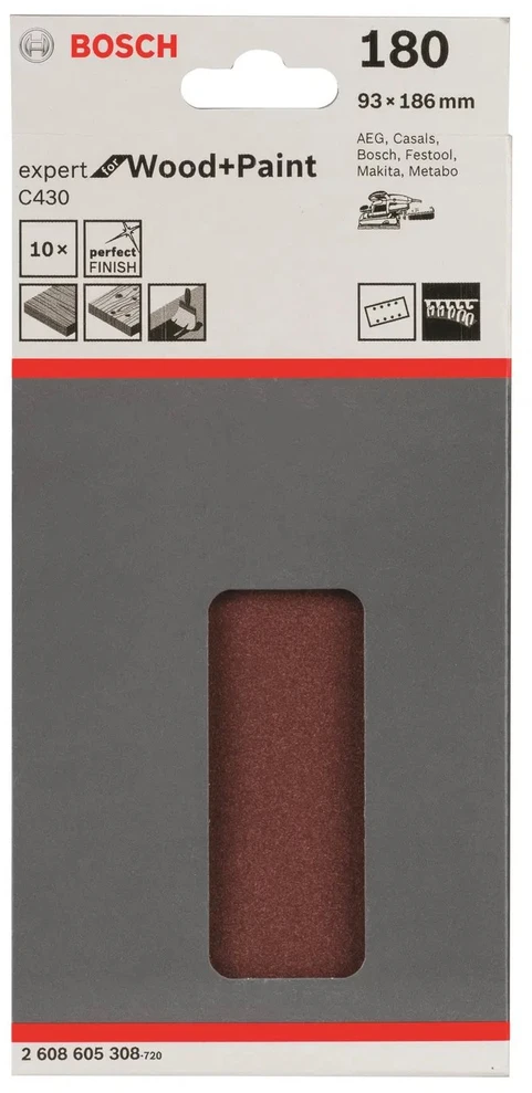 Bosch Šlif.pop,medžiui,perf. 93x185,K180,10vnt.Velchro