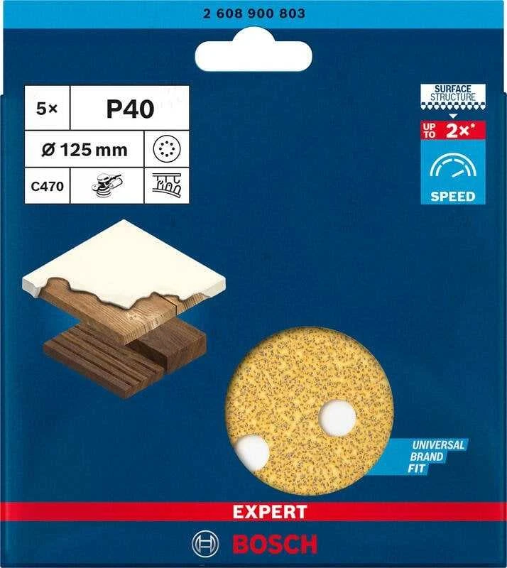 Bosch C470 švitrinis popierius 125mm, G40, 5 vnt