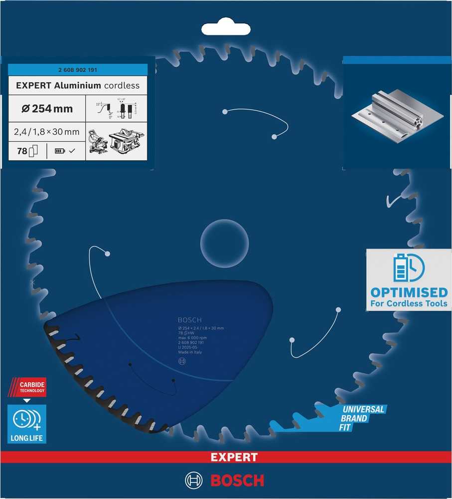 Bosch Expert for Aliuminio 254x30x2.4/1.8x78T