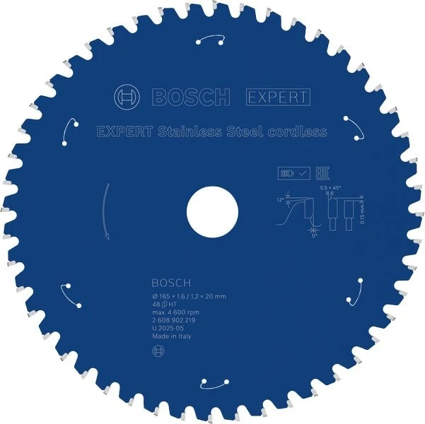 Bosch Expert for StainlessSteel 165x20x1.6/1.2x48T