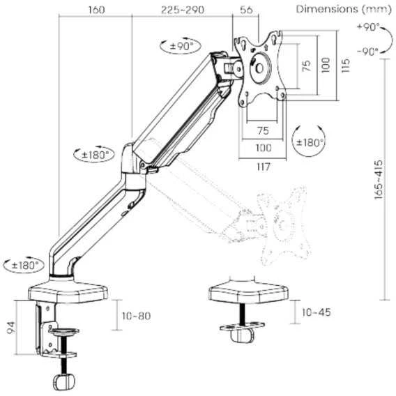 Laikiklis Fellowes Brateck LDT46-C012E