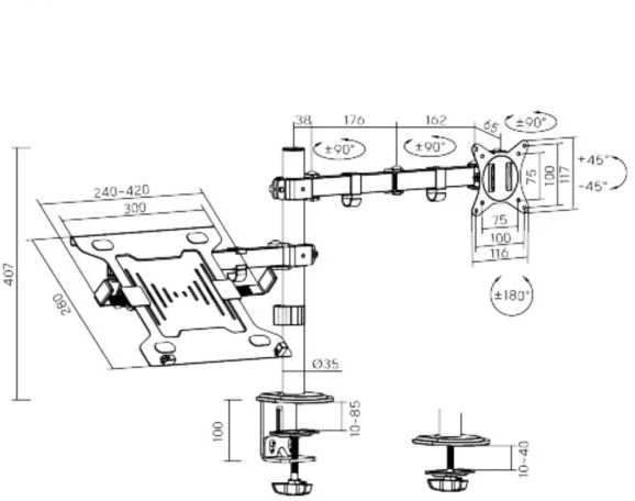 Laikiklis Fellowes Brateck LDT66-C024ML