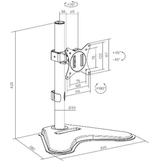 Laikiklis Fellowes Brateck LDT66-T01