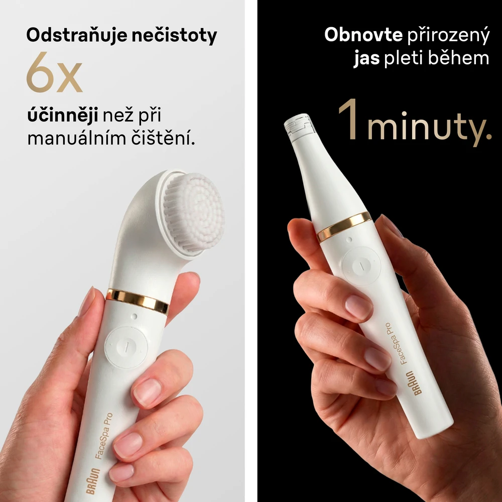 Braun FaceSpa Pro kasvoepilaattori + 3 lisäosaa, 911, valkoinen/pronssi