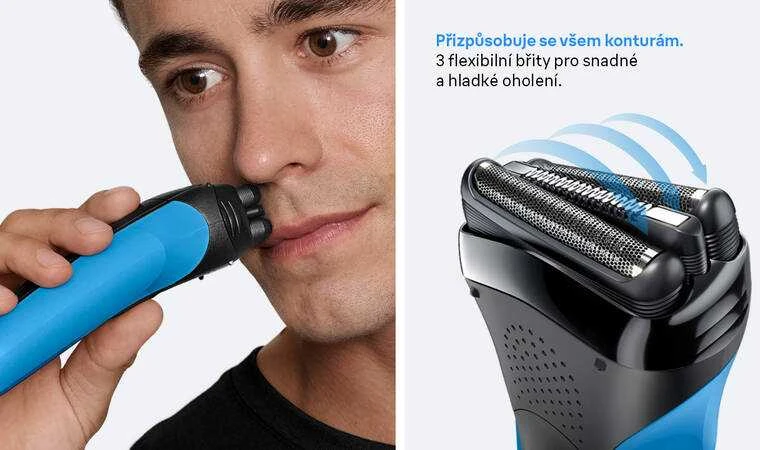 Braun barzdaskutė su trimis fleksibiliais peiliukais