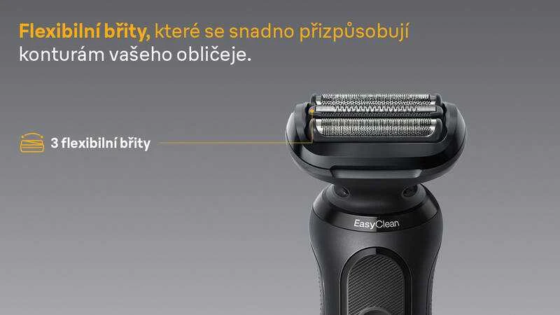 BRAUN 54B galvutė: trijų peiliukų mechanizmas