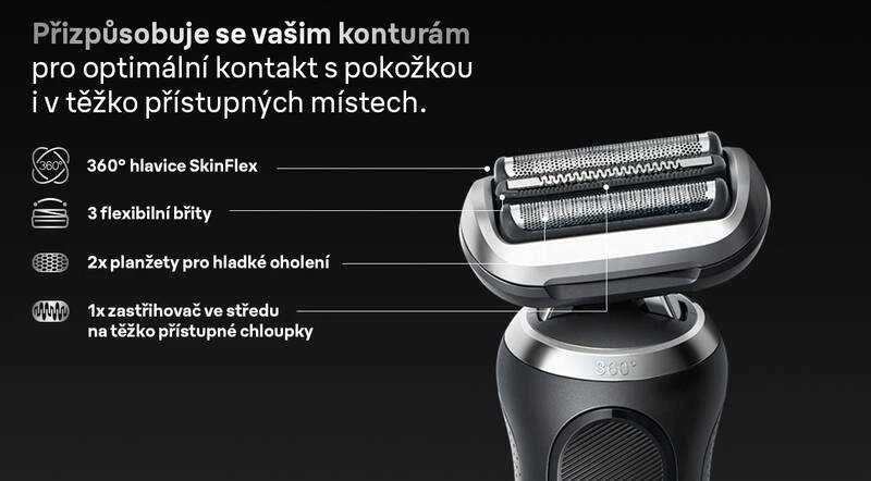 Braun 74S skustuvo galvutės pakaitalas, 7 serija, Sidabrinis