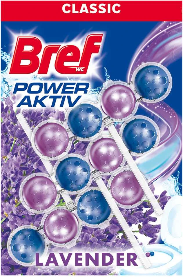 WC valiklis-gaiviklis BREF POWER AKTIV LAVENDER, 3×50 g