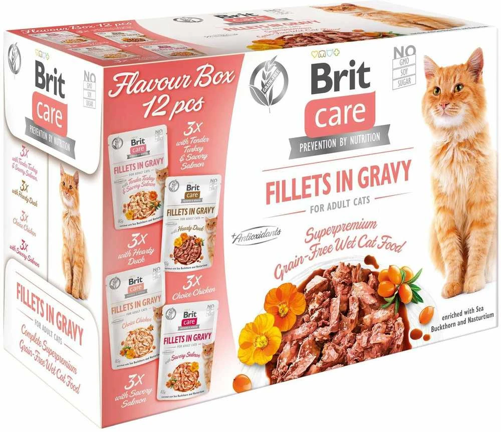Šlapias maistas katėms BRIT Care Cat Adult Fillets in Gravy  12 * 85g