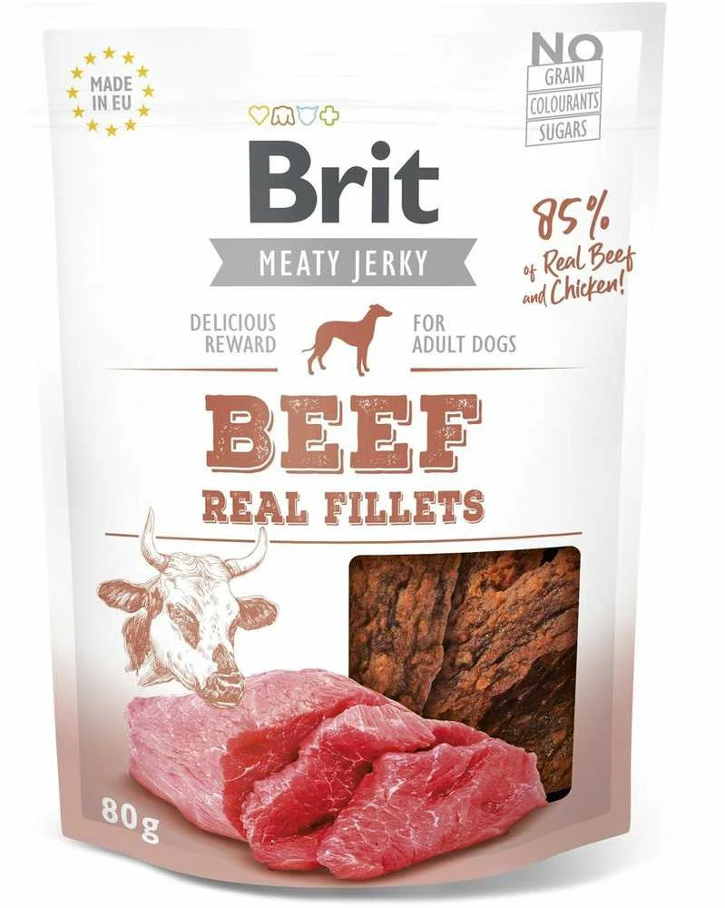 Brit Jerky Beef Real Fillets skanėstas 80g