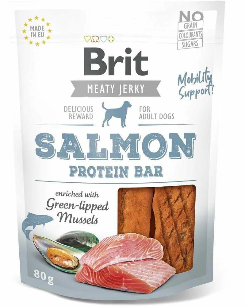 Brit Jerky Salmon Protein Bar skanėstas 80g