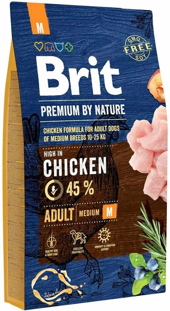BRIT Premium by Nature Adult M - sausas šunų maistas vištiena - 8kg