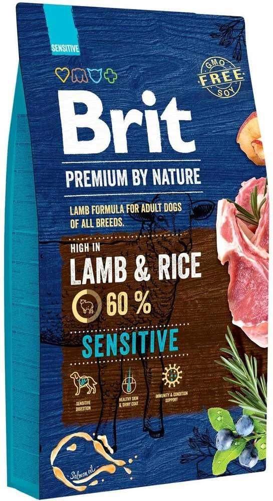 BRIT PREMIUM Dog by Nature Sensitive su ėriena ir ryžiais sausas sausas Maistas šunims su ėriena ir ryžiais, 8kg