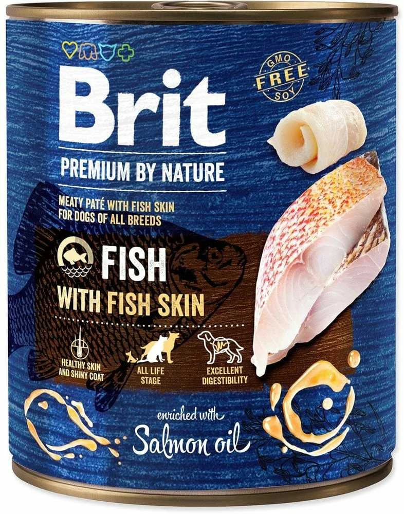 Drėgnas Šunų Maistas - BRIT Premium by Nature Žuvis su žuvies oda 800g
