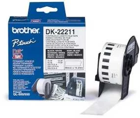 Brother Brolis | DK-22211 ištisinio ilgio popierinė etiketė | Juodas, Baltas | DK | 29 mm | 15,24 m
