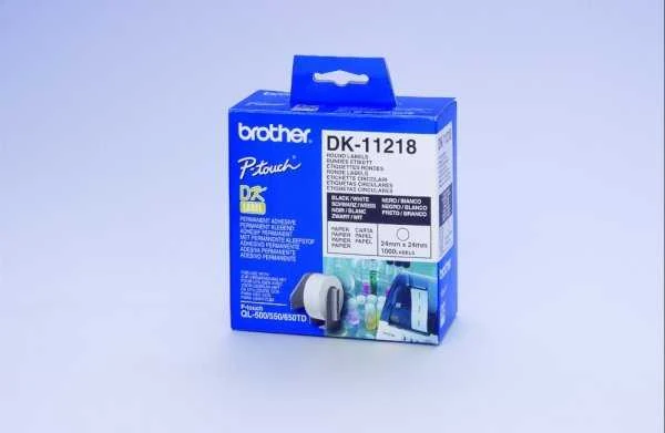 BROTHER DK11218 1" APVALIOS POPIERINĖS ETIKETĖS