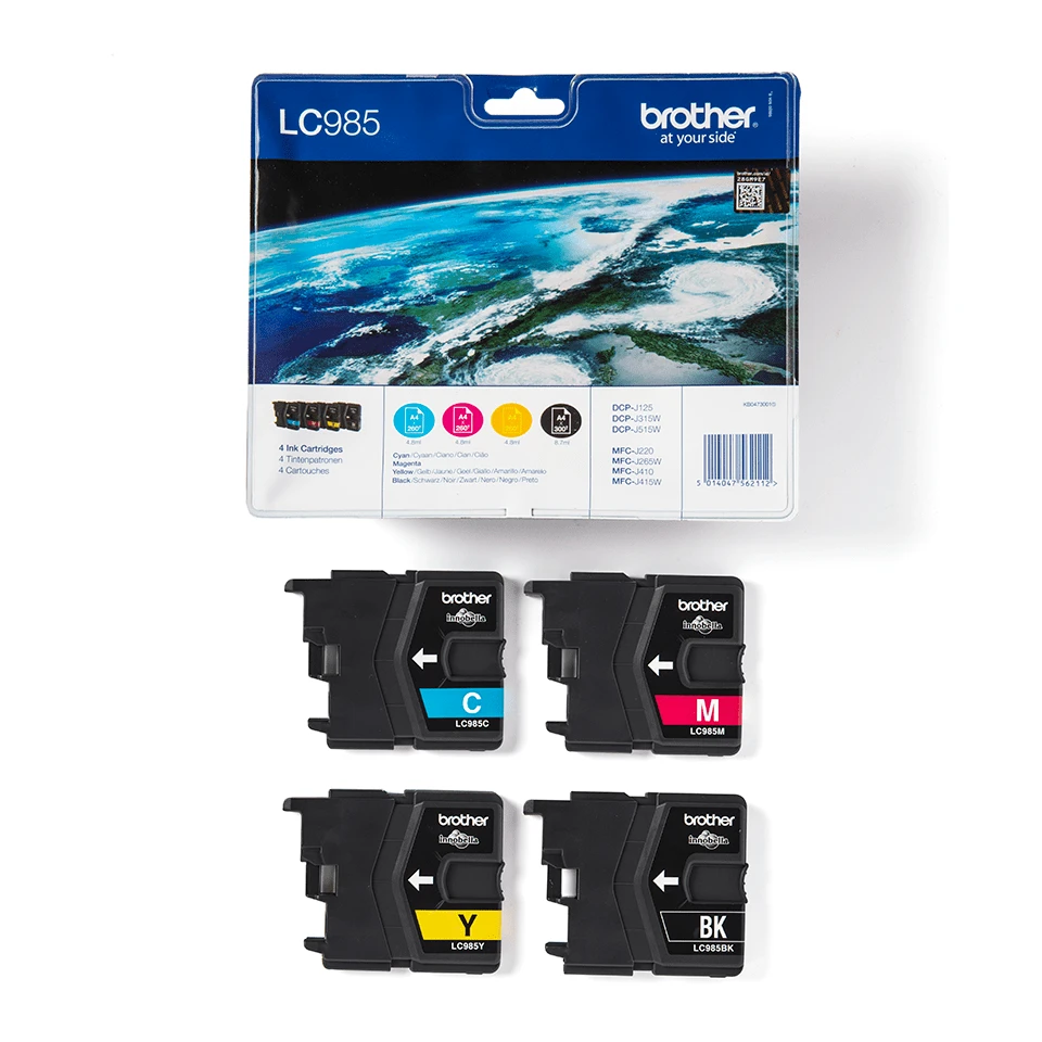 Brother LC985VALBP Multipack | Ink Cartridge | Juodas, Cyan, Magenta, Geltona