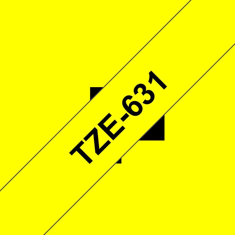 Brother | TZe-631 Laminated Tape | Juodas on Geltona | TZe | 8 m | 1.2 cm