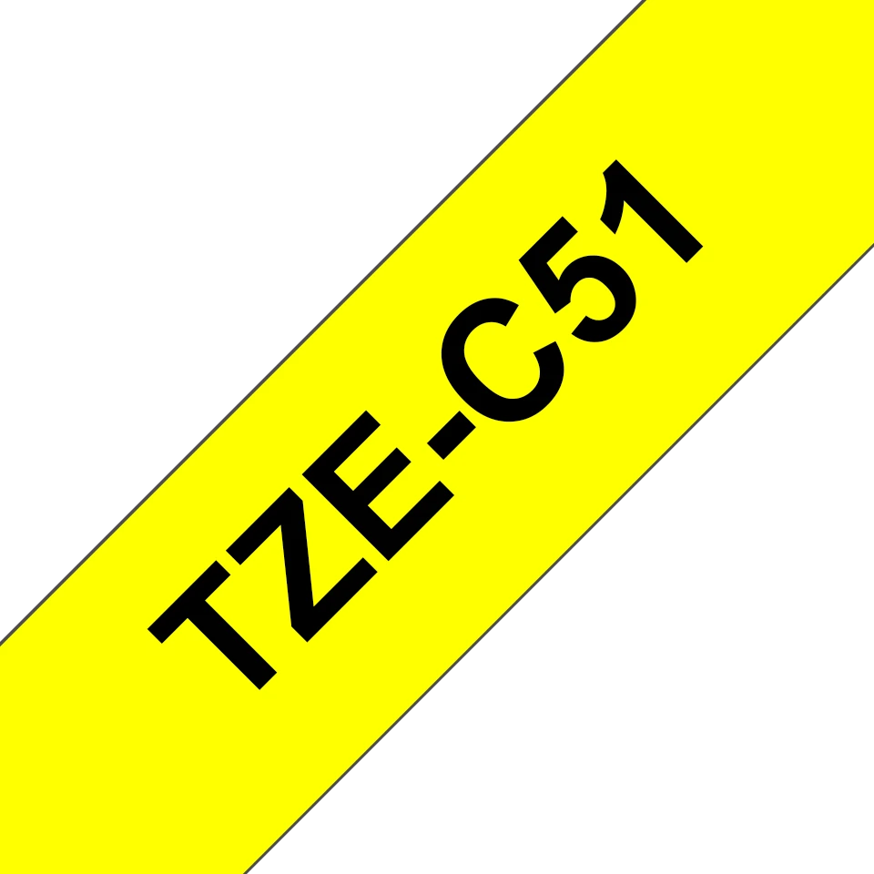 Brother TZe-C51 etikečių juostelė Juoda fluorescencinės geltonos fone