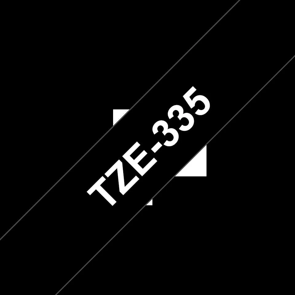 Brother | TZe-335 Laminated Tape | Baltas on Juodas | TZe | 8 m | 1.2 cm
