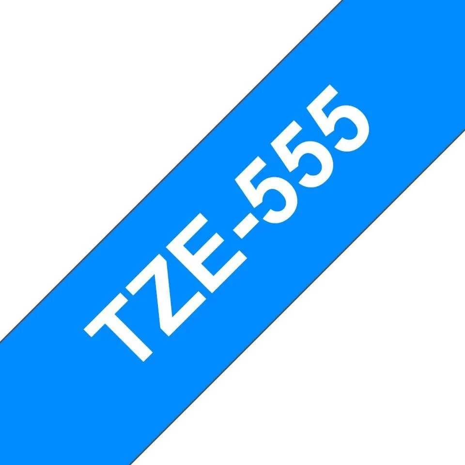 Brother | TZe-555 Laminated tape | Baltas On Mėlyna | TZe | 8 m | 2.4 cm
