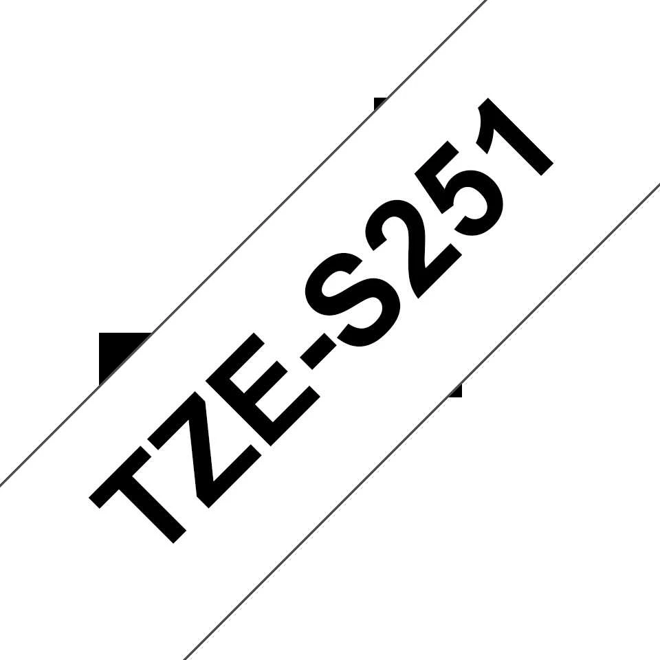 Brother | TZe-S251 Strong Adhesive Laminated Tape | Juodas on Baltas | TZe | 8 m | 2.4 cm