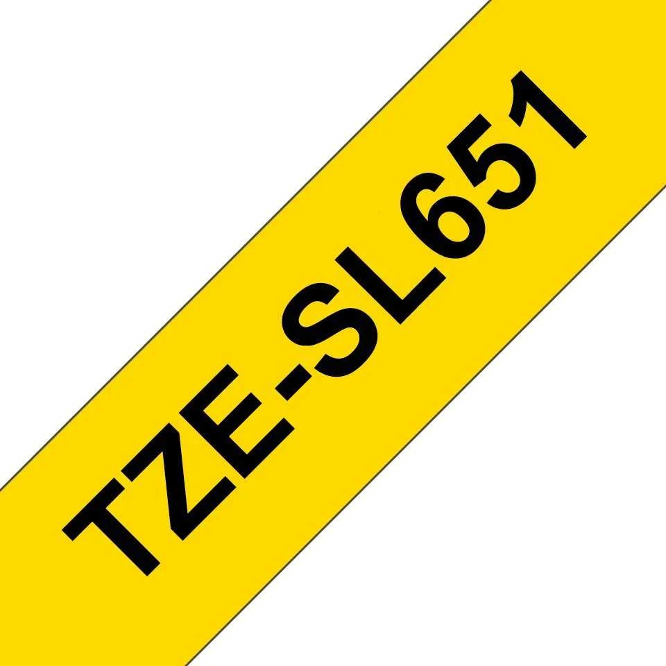 BROTHER TZESL651 24 MM Juodas ANT Geltono SAVILAMINIO LAMINATO
