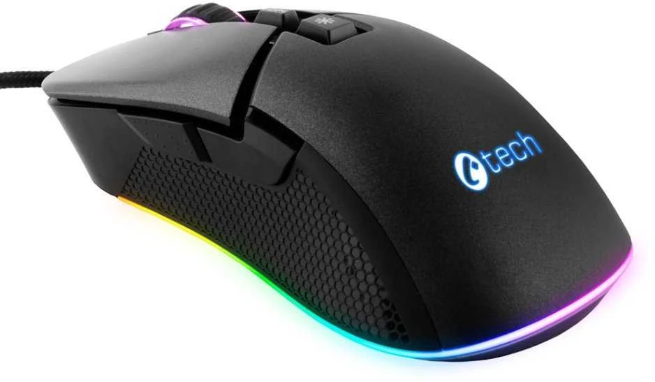 C-TECH žaidimų pelė Dawn, atsitiktiniai žaidimai, 6400 DPI, RGB apšvietimas, USB