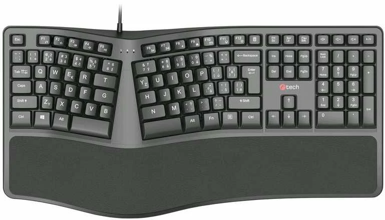Klaviatūra C-Tech KB-113E USB ERGO Juoda CZ/SK
