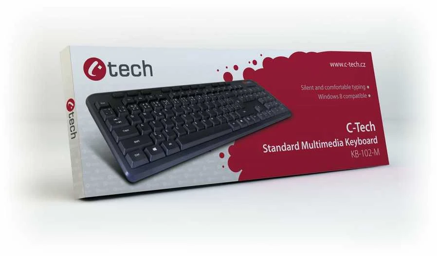 Klaviatūra C-Tech KB-102 USB Slim Juodas išdėstymas CZ/SK (KB-102-U-BL)