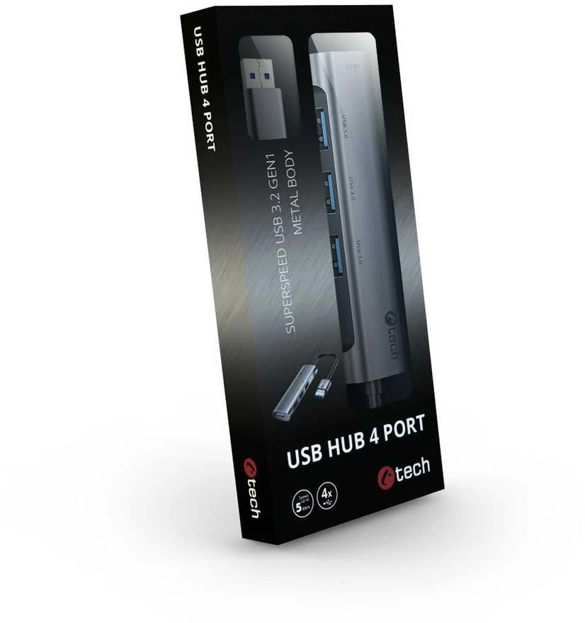 C-Tech UHB-U3-AL USB šakotuvas gamyklinėje pakuotėje
