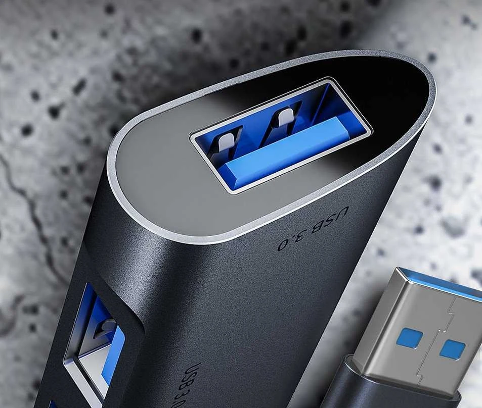 C-Tech USB HUB C-TECH UHB-U3-AL, USB šakotuvas, 4x USB 3.2 Gen 1, aliuminio korpusas