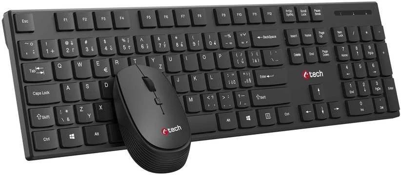 Klaviatūra ir pelė C-Tech WLKMC-03 Bezprzewodowy 2.4GHz CZ Juodas