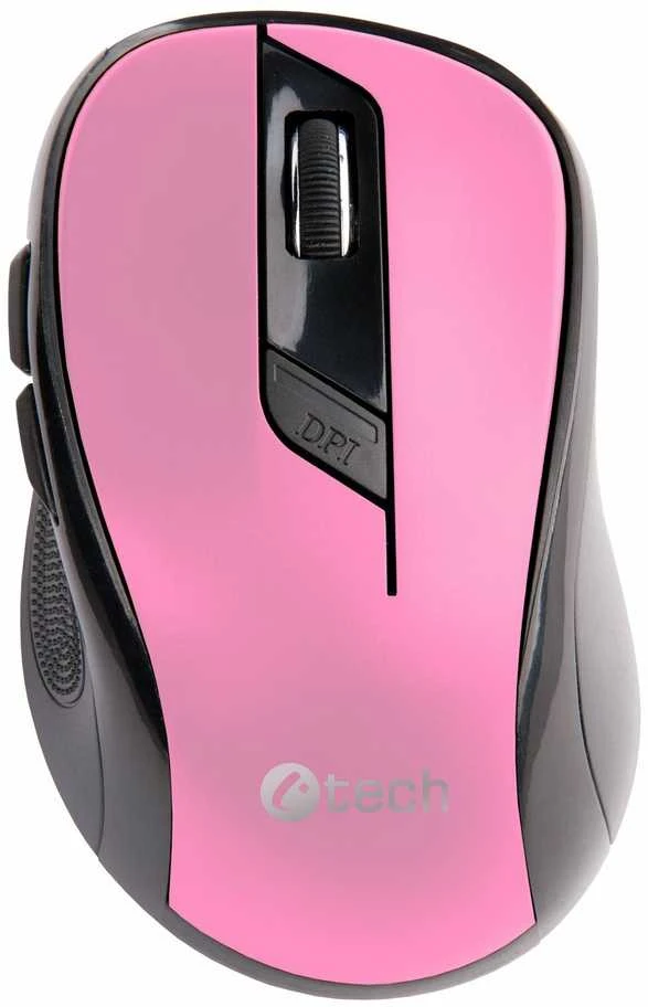 C-TECH pelė WLM-02, juodai rožinė, belaidė, 1600DPI, 6 mygtukai, USB nano imtuvas