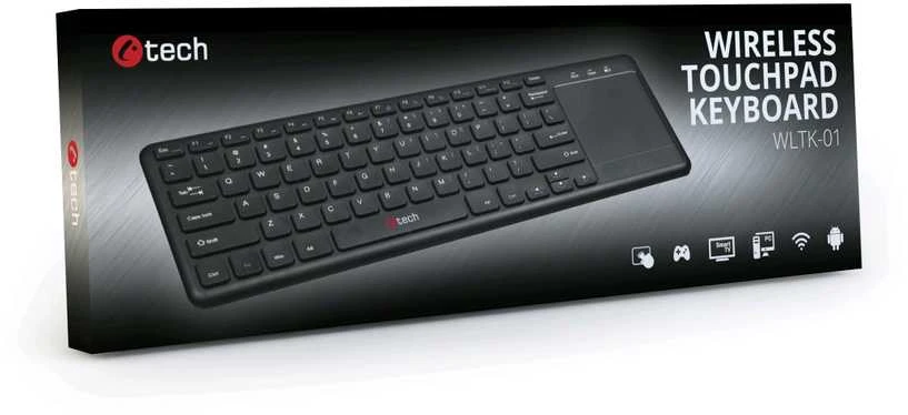 C-Tech klaviatūra C-TECH WLTK-01 universali RF belaidė klaviatūra čekų, slovakų kalba, juoda