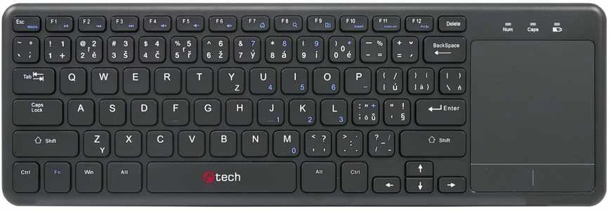 C-Tech klaviatūra C-TECH WLTK-01 universali RF belaidė klaviatūra čekų, slovakų kalba, juoda