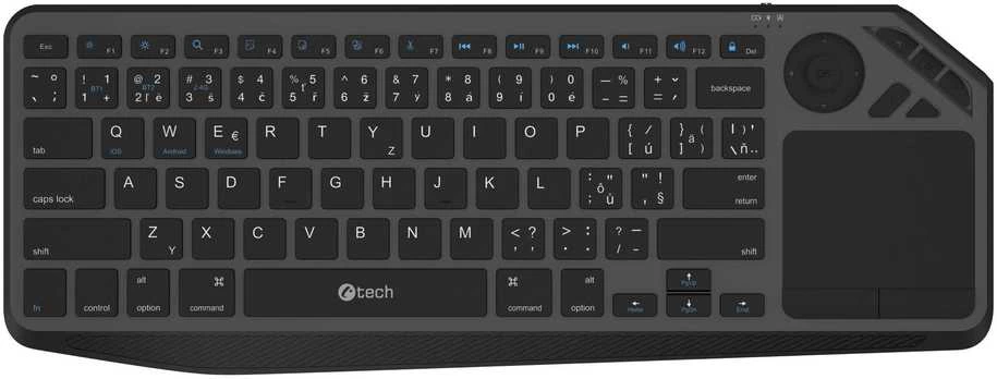 Klaviatūra C-TECH WLTK-02, dvigubas, jutiklinis skydelis
