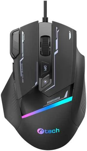 Pelė C-Tech C-TECH Herní pelė Zyra, USB, RGB, juoda