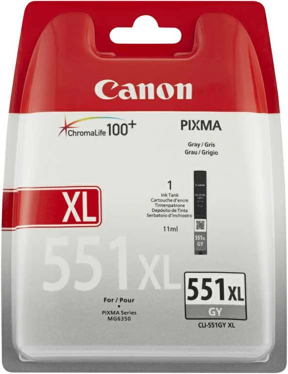 CANON 1LB CLI-551XLGY rašalo kasetė pilkas didelės talpos 3.350 puslapių 1 pak. XL