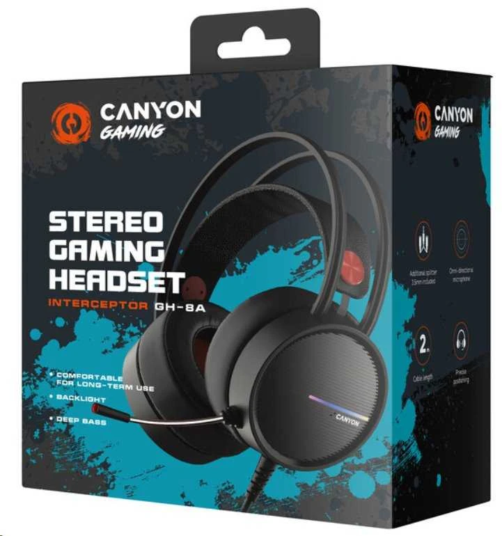 Žaidimų ausinės Canyon GH-8A, Juodos spalvos