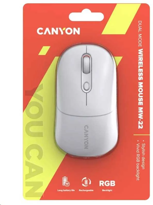 CANYON pelė MW-22 2in1 BT/ Wireless Snow Baltas