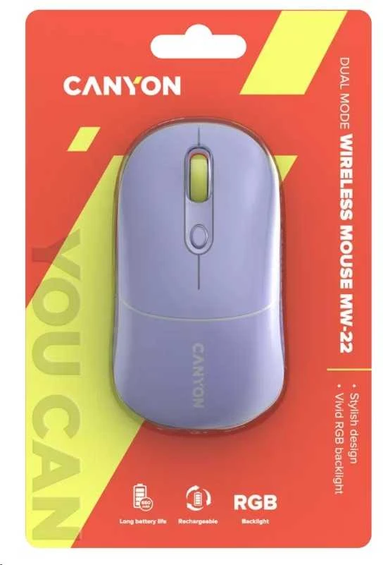 CANYON pelė MW-22 2in1 BT/ Wireless Lavender