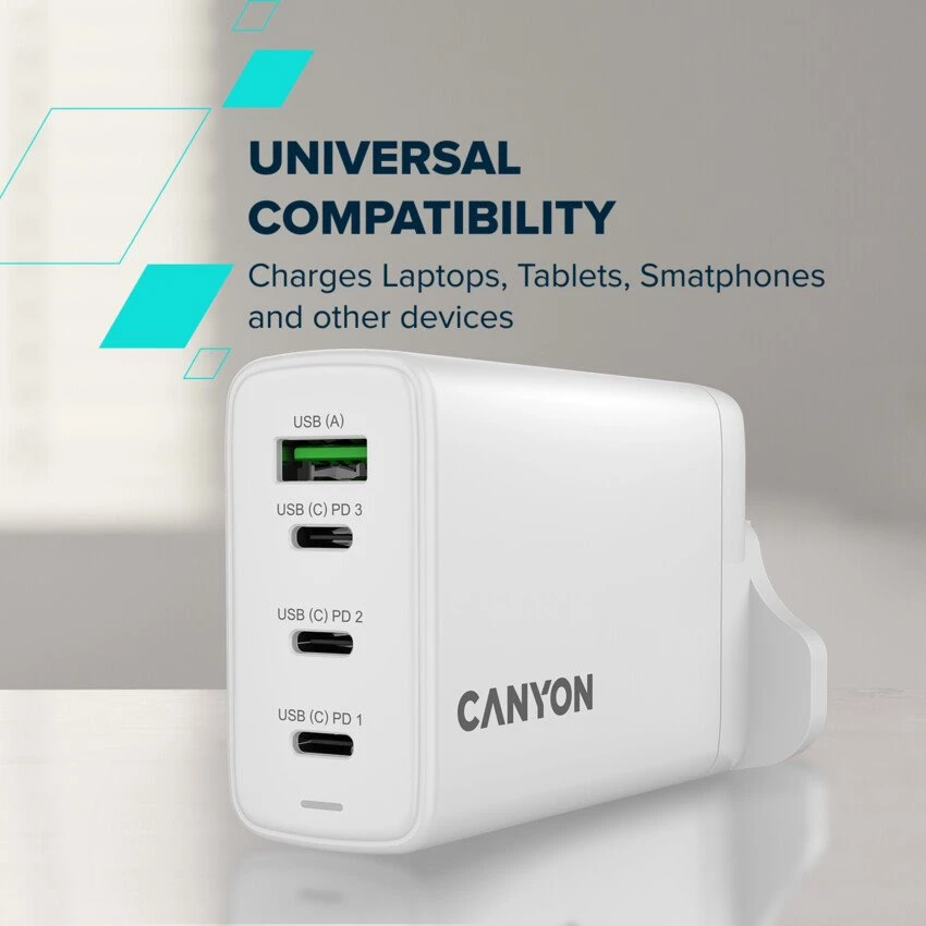 CANYON įkroviklis CU140ACC GaN 150W 3xPD 1xQC EU Baltas