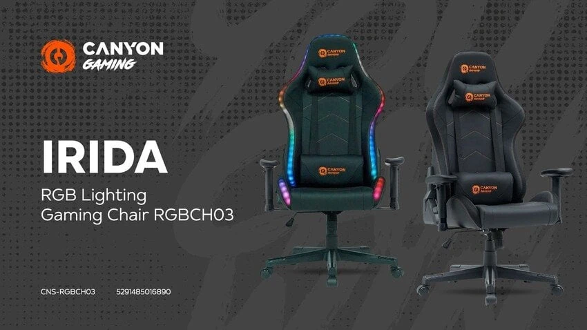 Žaidimų kėdė CANYON Irida RGBCH03 RGB, Juodos spalvos