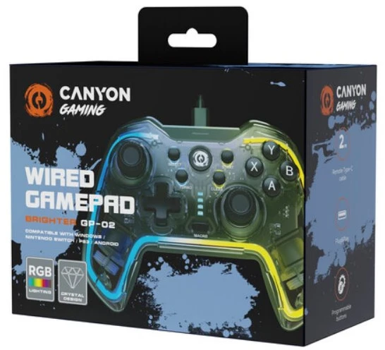 CANYON žaidimų pultelis Brighter GP-02 Wired Crystal