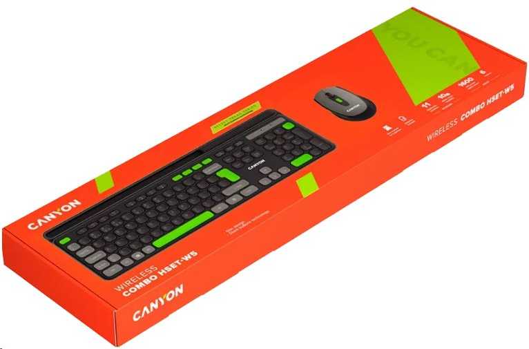 CANYON HSET-W5 wireless SET CS klaviatūra + optinė pelė