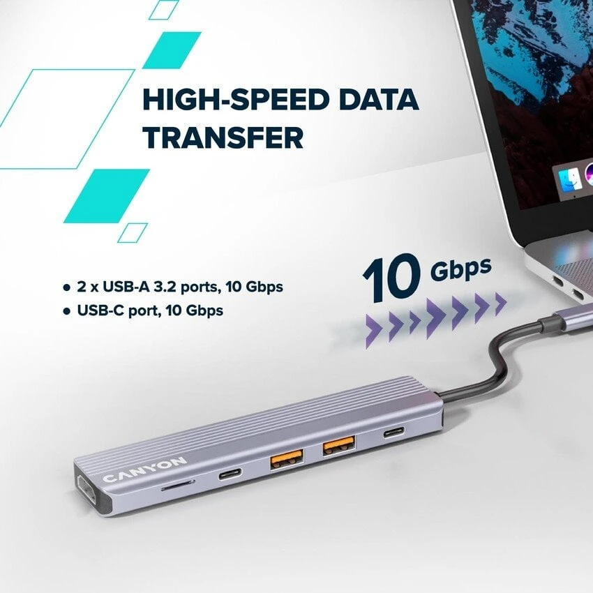 CANYON hub DS-17 6in1 4k USB-C Pilkas