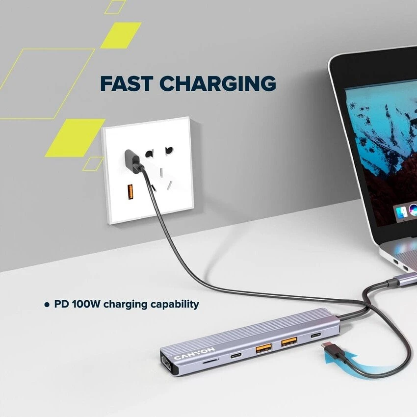 CANYON hub DS-17 6in1 4k USB-C Pilkas