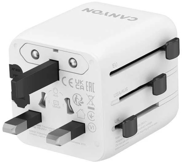CANYON kelioninis adapteris OnTour One ES/JK/JAV/Australijos baltas