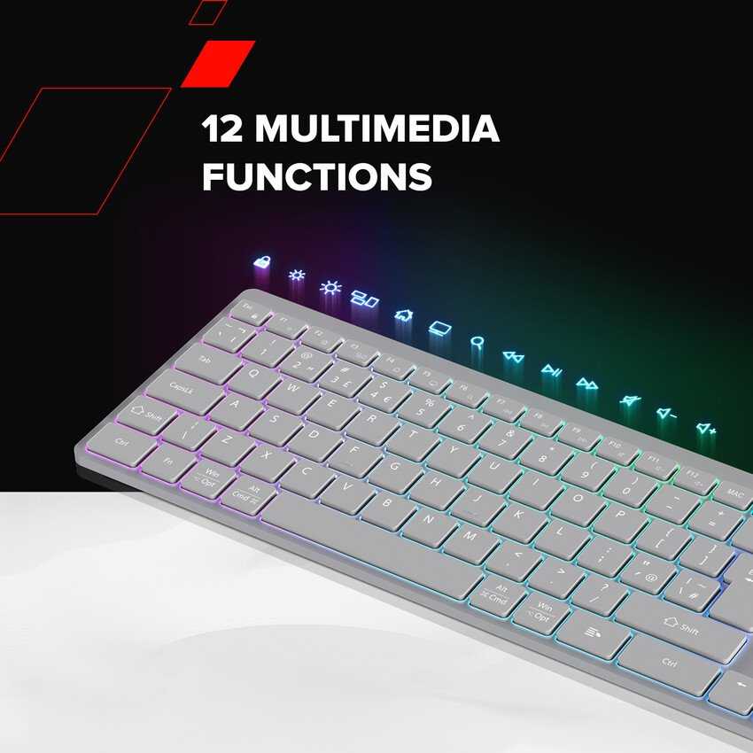 CANYON Belaidė klaviatūra HKB-W11 EN/CS RGB pilkas